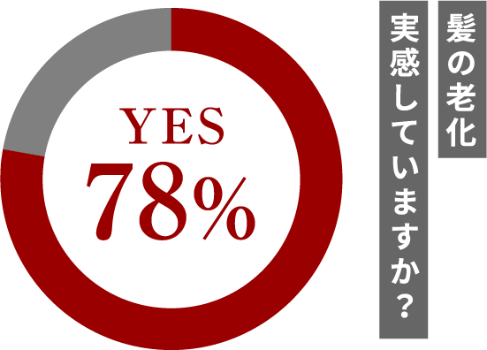 髪の老化を実感していますか？ YES 78%