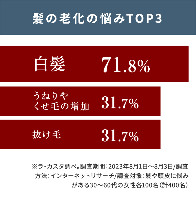 髪の老化の悩みTOP3