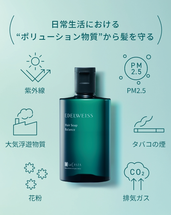 日常生活における“ポリューション物質”から髪を守る